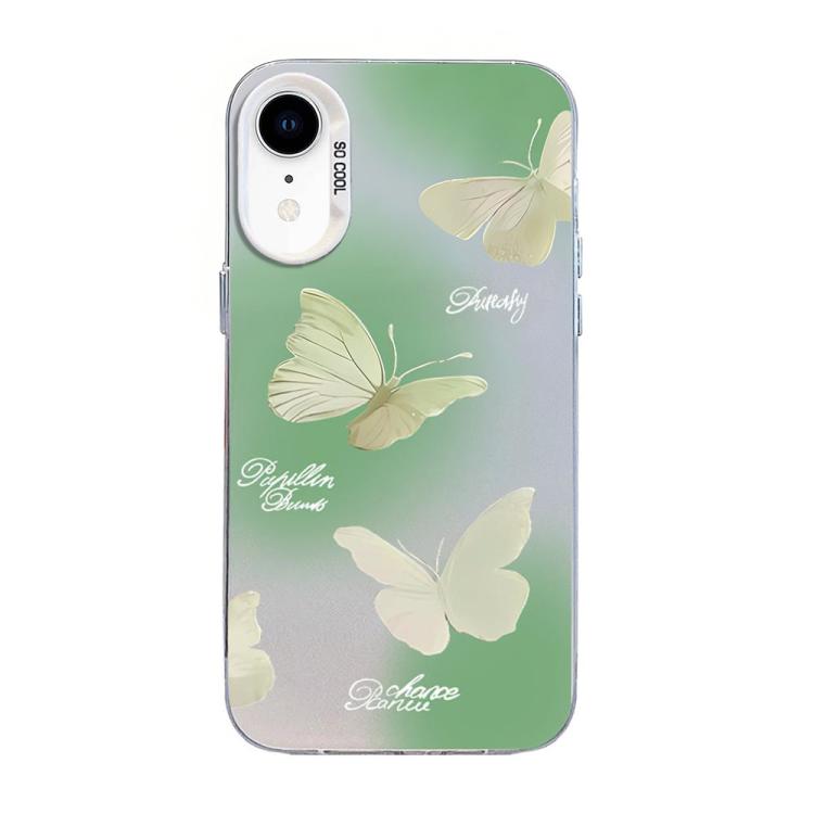 غطاء هاتف هجين من PC وTPU مطلي بالفضة بنقشة فراشة، لهواتف iPhone 12 mini، iPhone 11 Pro Max، iPhone 11، iPhone 11 Pro، iPhone XS / X، iPhone XR