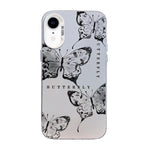 غطاء هاتف هجين من PC وTPU مطلي بالفضة بنقشة فراشة، لهواتف iPhone 12 mini، iPhone 11 Pro Max، iPhone 11، iPhone 11 Pro، iPhone XS / X، iPhone XR