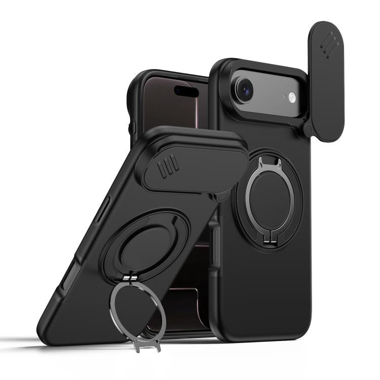 حافظة هاتف بمثبت دوار مغناطيسي مع درع منزلق للكاميرا، لهواتف iPhone 17 Pro Max، iPhone 17 Pro، iPhone 17، iPhone Air، iPhone 16 Pro Max، iPhone 16 Pro