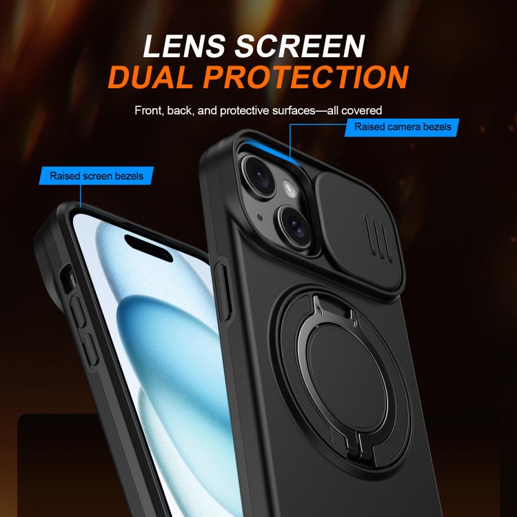 Camera Sliding Shield Magnetic Rotation Holder Phone Case, For iPhone 14 / 13, For iPhone 14 Pro, For iPhone 14 Pro Max, For iPhone 13 Pro Max / 12 Pro Max, For iPhone 13 Pro, For iPhone 12 / 12 Pro