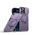 Camera Sliding Shield Magnetic Rotation Holder Phone Case, For iPhone 14 / 13, For iPhone 14 Pro, For iPhone 14 Pro Max, For iPhone 13 Pro Max / 12 Pro Max, For iPhone 13 Pro, For iPhone 12 / 12 Pro