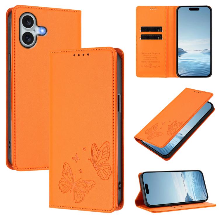 غطاء هاتف من الجلد النباتي المغناطيسي القوي مزدوج الفراشة مع تقنية RFID، لجهاز iPhone Air، لجهاز iPhone 16 Pro Max، لجهاز iPhone 16 Pro، لجهاز iPhone 16 Plus