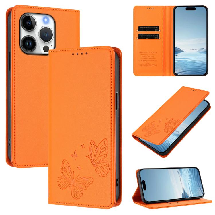 غطاء هاتف من الجلد النباتي المغناطيسي القوي مزدوج الفراشة مع تقنية RFID، لجهاز iPhone Air، لجهاز iPhone 16 Pro Max، لجهاز iPhone 16 Pro، لجهاز iPhone 16 Plus