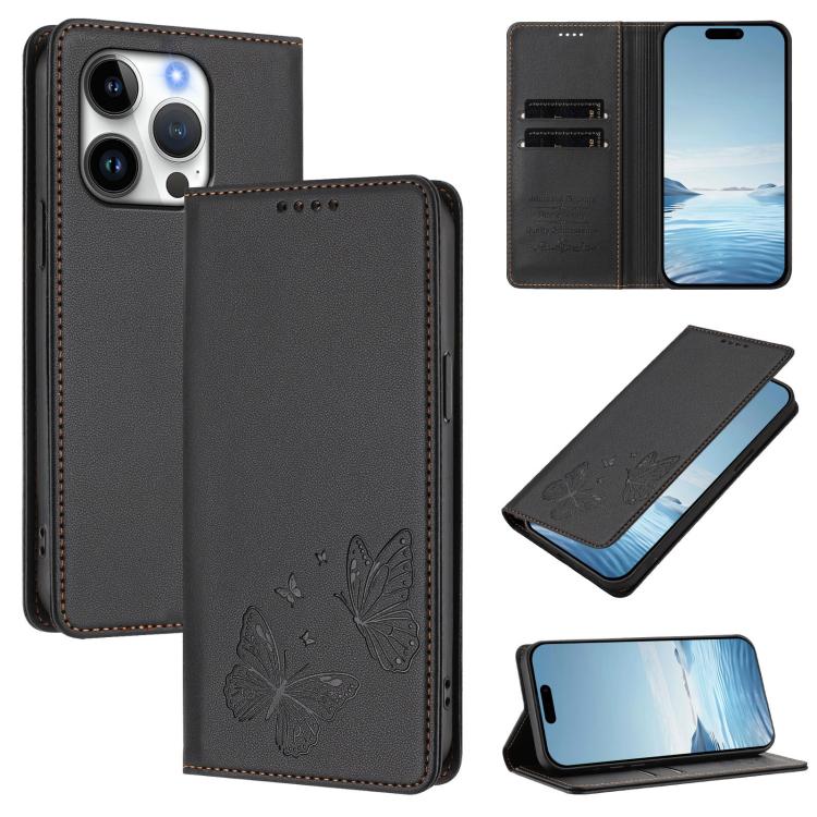 غطاء هاتف من الجلد النباتي المغناطيسي القوي مزدوج الفراشة مع تقنية RFID، لجهاز iPhone Air، لجهاز iPhone 16 Pro Max، لجهاز iPhone 16 Pro، لجهاز iPhone 16 Plus