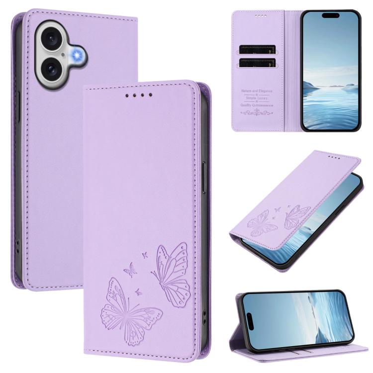 حافظة هاتف من الجلد النباتي RFID مزدوجة الفراشة مغناطيسية قوية، لهواتف iPhone 17e / 16e، iPhone 17 Pro Max، iPhone 17 Pro، iPhone 17
