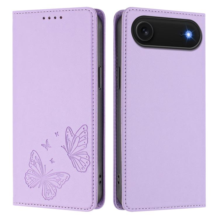 غطاء هاتف من الجلد النباتي المغناطيسي القوي مزدوج الفراشة مع تقنية RFID، لجهاز iPhone Air، لجهاز iPhone 16 Pro Max، لجهاز iPhone 16 Pro، لجهاز iPhone 16 Plus