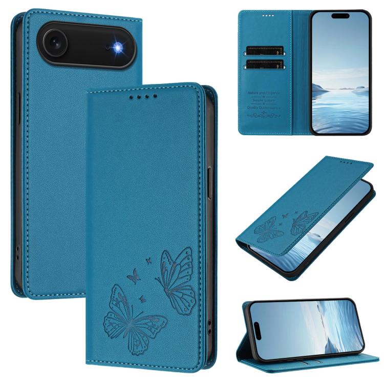 غطاء هاتف من الجلد النباتي المغناطيسي القوي مزدوج الفراشة مع تقنية RFID، لجهاز iPhone Air، لجهاز iPhone 16 Pro Max، لجهاز iPhone 16 Pro، لجهاز iPhone 16 Plus