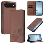 غطاء هاتف من الجلد النباتي المغناطيسي القوي مزدوج الفراشة مع تقنية RFID، لجهاز iPhone Air، لجهاز iPhone 16 Pro Max، لجهاز iPhone 16 Pro، لجهاز iPhone 16 Plus