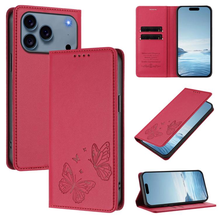 حافظة هاتف من الجلد النباتي RFID مزدوجة الفراشة مغناطيسية قوية، لهواتف iPhone 17e / 16e، iPhone 17 Pro Max، iPhone 17 Pro، iPhone 17