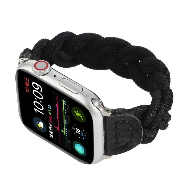 سوار ساعة منسوج مطاطي لسلسلة Apple Watch 6 وSE و5 و4 مقاس 40مم / 3 و2 و1 مقاس 38مم، 160مم