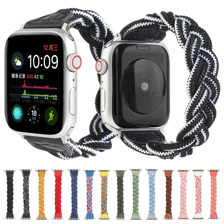 سوار ساعة منسوج مطاطي لسلسلة Apple Watch 6 وSE و5 و4 مقاس 40مم / 3 و2 و1 مقاس 38مم، 160مم