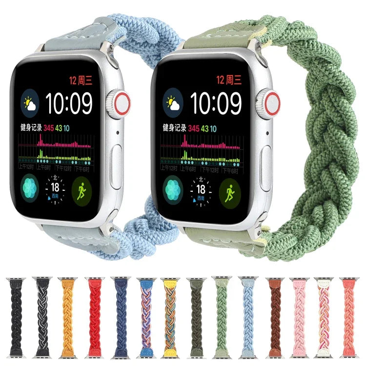 سوار ساعة منسوج مطاطي لسلسلة Apple Watch 6 وSE و5 و4 مقاس 44مم / 3 و2 و1 مقاس 42مم، 160مم