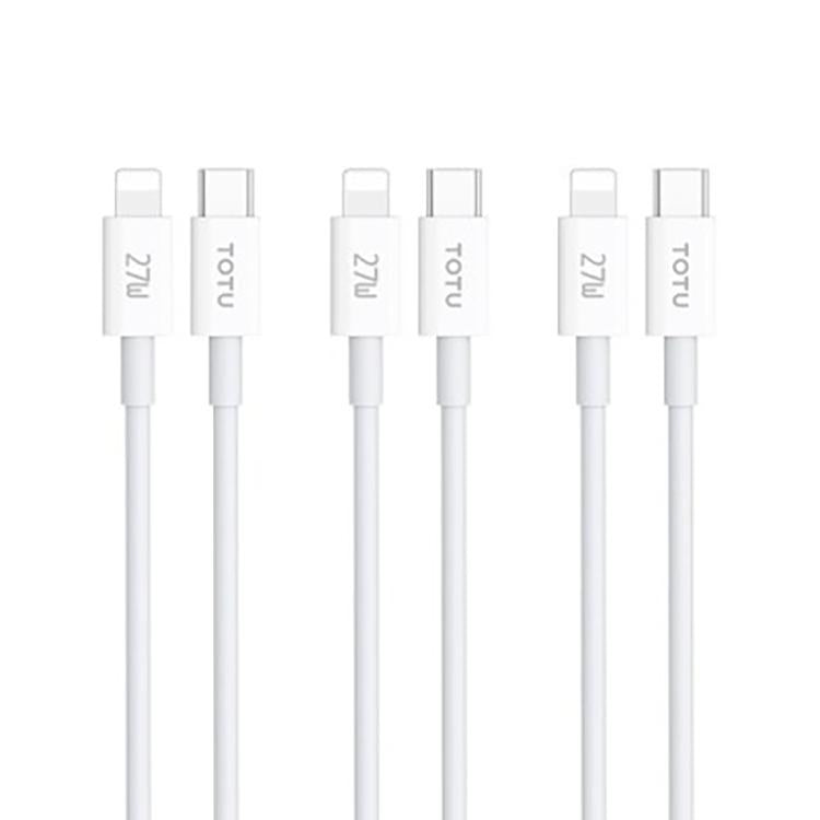 مجموعة كابلات بيانات TOTU GTZB01-PD سلسلة 27 واط Type-C إلى 8 Pin، الطول: 0.5 متر + 1 متر + 2 متر