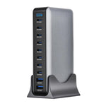 شاحن متعدد الوظائف YMX-1000W بقوة 1000 واط مع 8 منافذ Type-C و2 منفذ USB و10 منافذ عرض رقمي، قابس AU، قابس EU، قابس UK، قابس US