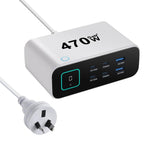 YMX-615-LCD470W 4xType-C and 2xUSB 470W GaN Multi-Function Charger, AU Plug, EU Plug, UK Plug, US Plug