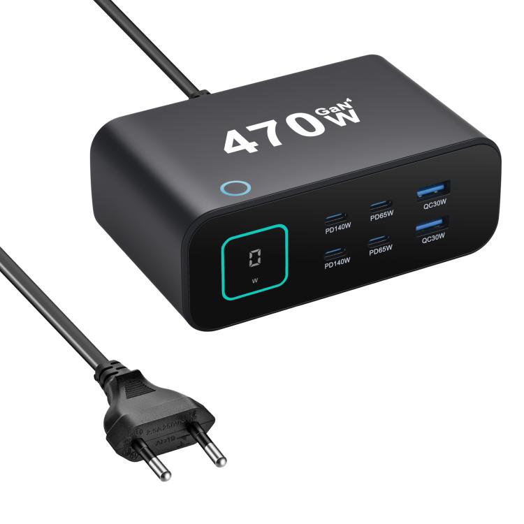 YMX-615-LCD470W 4xType-C and 2xUSB 470W GaN Multi-Function Charger, AU Plug, EU Plug, UK Plug, US Plug