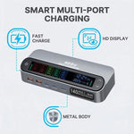 شاحن متعدد الوظائف YMX-LCD405W بقوة 405 واط مع 3 منافذ Type-C و2 منفذ USB GaN مع عرض رقمي ذكي، قابس AU، قابس EU، قابس UK، قابس US