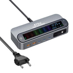 شاحن متعدد الوظائف YMX-LCD470W بقوة 470 واط مع 3 منافذ Type-C و2 منفذ USB GaN مع عرض رقمي ذكي وكابل Type-C قابل للسحب، قابس AU، قابس EU، قابس UK، قابس US