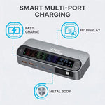 شاحن متعدد الوظائف YMX-LCD470W بقوة 470 واط مع 3 منافذ Type-C و2 منفذ USB GaN مع عرض رقمي ذكي وكابل Type-C قابل للسحب، قابس AU، قابس EU، قابس UK، قابس US
