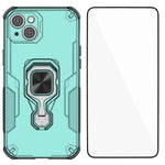 WANLONFENG Metal Kickstand Phone Case with Screen Protector, For iPhone 13