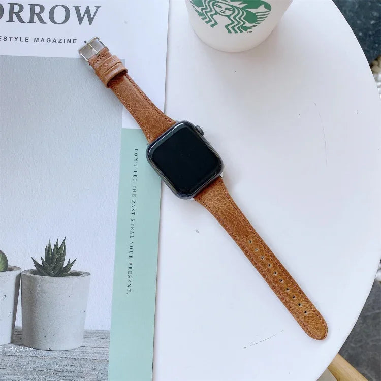 سوار ساعة بديل من الجلد الطبيعي مزدوج الوجه، لسلسلة Apple Watch 7 مقاس 41مم / و6 وSE و5 و4 مقاس 40مم، لسلسلة Apple Watch 7 مقاس 45مم / و6 وSE و5 و4 مقاس 44مم