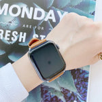 سوار ساعة بديل من الجلد الطبيعي مزدوج الوجه، لسلسلة Apple Watch 7 مقاس 41مم / و6 وSE و5 و4 مقاس 40مم، لسلسلة Apple Watch 7 مقاس 45مم / و6 وSE و5 و4 مقاس 44مم