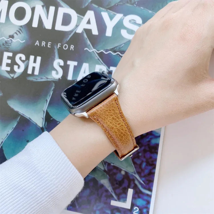 سوار ساعة بديل من الجلد الطبيعي مزدوج الوجه، لسلسلة Apple Watch 7 مقاس 41مم / و6 وSE و5 و4 مقاس 40مم، لسلسلة Apple Watch 7 مقاس 45مم / و6 وSE و5 و4 مقاس 44مم