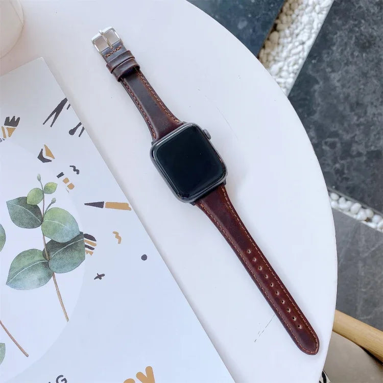 سوار ساعة بديل من الجلد الطبيعي مزدوج الوجه، لسلسلة Apple Watch 7 مقاس 41مم / و6 وSE و5 و4 مقاس 40مم، لسلسلة Apple Watch 7 مقاس 45مم / و6 وSE و5 و4 مقاس 44مم