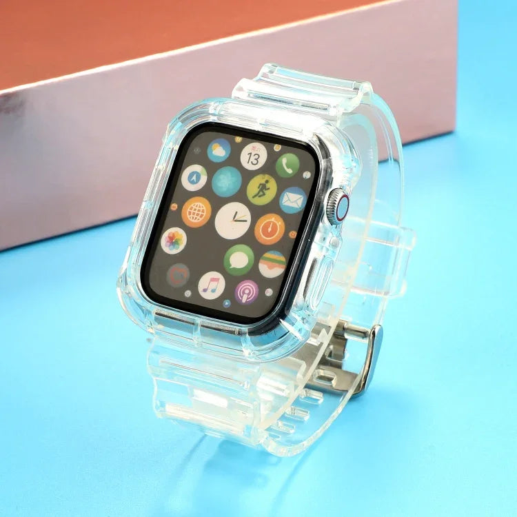 سوار ساعة بديل شفاف مدمج من TPU، لسلسلة Apple Watch 8&7 بمقاس 41مم / SE 2&6&SE&5&4 بمقاس 40مم / 3&2&1 بمقاس 38مم، لسلسلة Apple Watch 7 بمقاس 41مم / 6 & SE & 5 & 4 بمقاس 40مم / 3 & 2 & 1 بمقاس 38مم