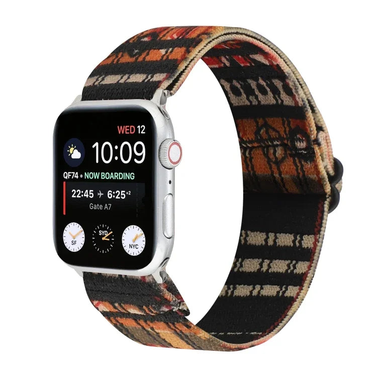 سوار ساعة بإبزيم بنمط عرقي لسلسلة Apple Watch 6 & SE & 5 & 4 بمقاس 40مم / 3 & 2 & 1 بمقاس 38مم، لسلسلة Apple Watch 7 بمقاس 41مم / 6 & SE & 5 & 4 بمقاس 40مم / 3 & 2 & 1 بمقاس 38مم