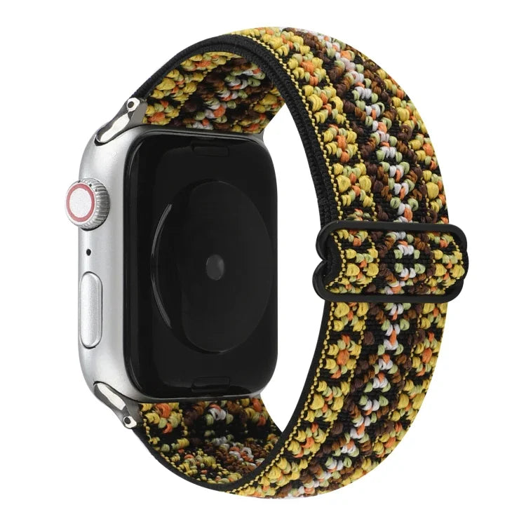 سوار ساعة بإبزيم بنمط عرقي لسلسلة Apple Watch 6 & SE & 5 & 4 بمقاس 40مم / 3 & 2 & 1 بمقاس 38مم، لسلسلة Apple Watch 7 بمقاس 41مم / 6 & SE & 5 & 4 بمقاس 40مم / 3 & 2 & 1 بمقاس 38مم