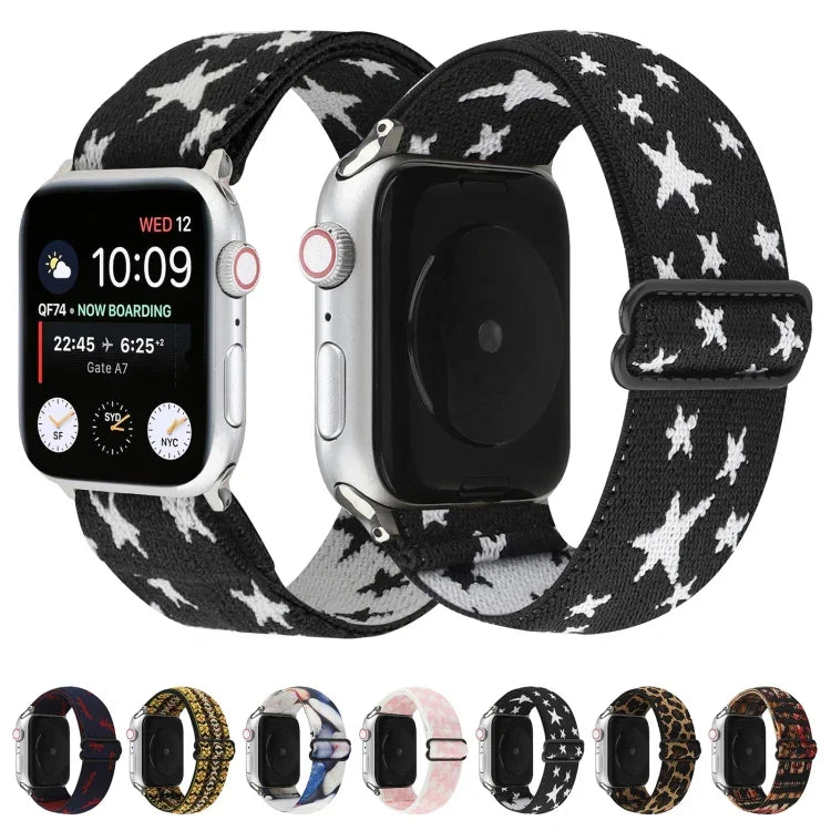 سوار ساعة بإبزيم بنمط عرقي لسلسلة Apple Watch 6 & SE & 5 & 4 بمقاس 40مم / 3 & 2 & 1 بمقاس 38مم، لسلسلة Apple Watch 7 بمقاس 41مم / 6 & SE & 5 & 4 بمقاس 40مم / 3 & 2 & 1 بمقاس 38مم