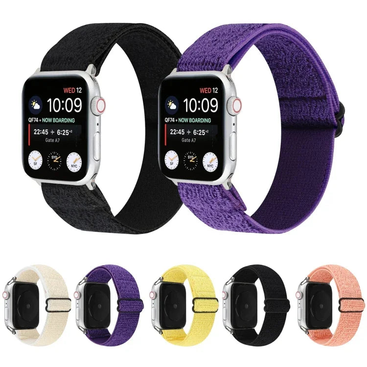 سوار ساعة نايلون بلون صلب لسلسلة Apple Watch 6 & SE & 5 & 4 بمقاس 40مم / 3 & 2 & 1 بمقاس 38مم، لسلسلة Apple Watch 7 بمقاس 41مم / 6 & SE & 5 & 4 بمقاس 40مم / 3 & 2 & 1 بمقاس 38مم