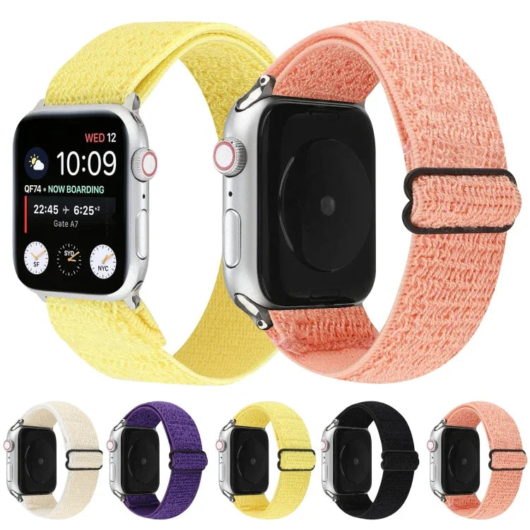 سوار ساعة نايلون بلون صلب لسلسلة Apple Watch 6 & SE & 5 & 4 بمقاس 44مم / 3 & 2 & 1 بمقاس 42مم، لسلسلة Apple Watch 7 بمقاس 45مم / 6 & SE & 5 & 4 بمقاس 44مم / 3 & 2 & 1 بمقاس 42مم