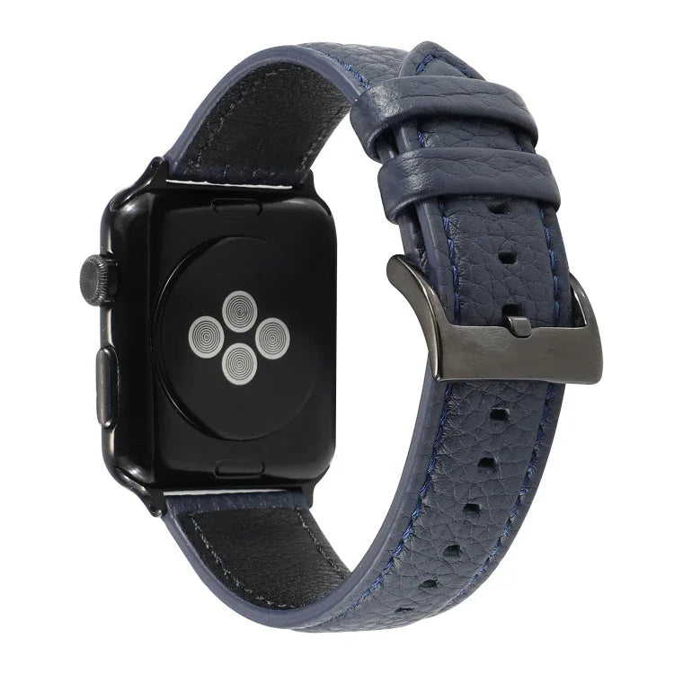 سوار ساعة من جلد طبيعي بنقشة الليتشي لسلسلة Apple Watch 6 & SE & 5 & 4 بمقاس 40مم / 3 & 2 & 1 بمقاس 38مم، لسلسلة Apple Watch 7 بمقاس 41مم / 6 & SE & 5 & 4 بمقاس 40مم / 3 & 2 & 1 بمقاس 38مم