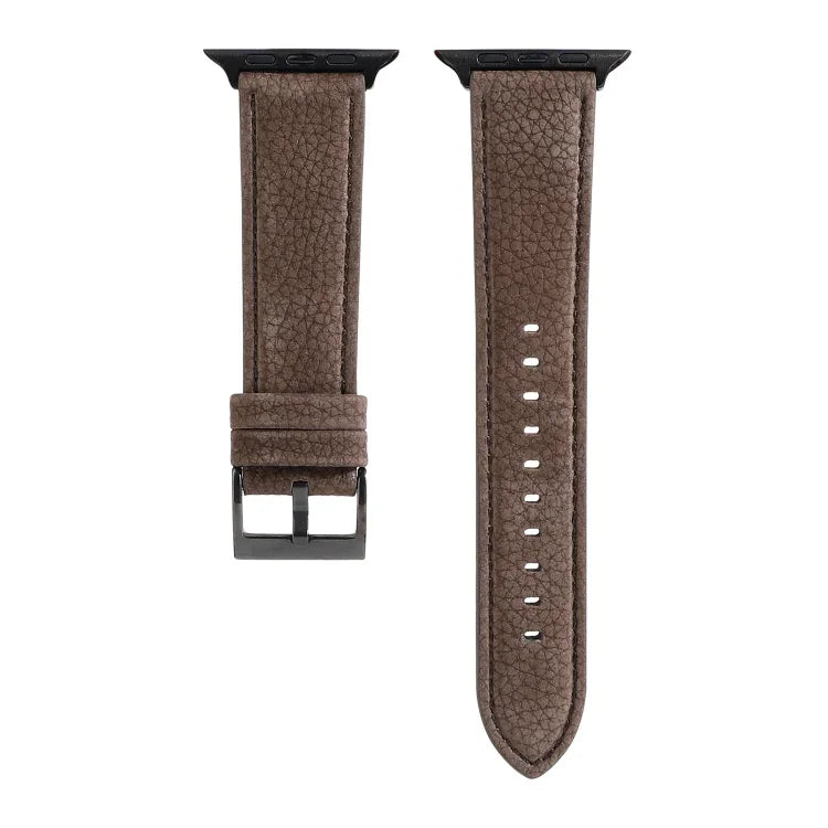 سوار ساعة من جلد طبيعي بنقشة الليتشي لسلسلة Apple Watch 6 & SE & 5 & 4 بمقاس 44مم / 3 & 2 & 1 بمقاس 42مم، لسلسلة Apple Watch 7 بمقاس 45مم / 6 & SE & 5 & 4 بمقاس 44مم / 3 & 2 & 1 بمقاس 42مم