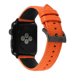 سوار ساعة من جلد طبيعي بنقشة الليتشي لسلسلة Apple Watch 6 & SE & 5 & 4 بمقاس 44مم / 3 & 2 & 1 بمقاس 42مم، لسلسلة Apple Watch 7 بمقاس 45مم / 6 & SE & 5 & 4 بمقاس 44مم / 3 & 2 & 1 بمقاس 42مم