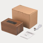 W5C Subwoofer Wooden Clock Bluetooth Speaker, Support TF Card & 3.5mm AUX, Brown Wood, Yellow Wood