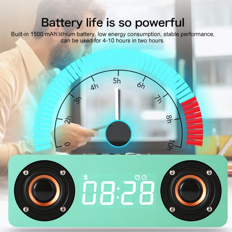 مكبر صوت بلوتوث خشبي M5C 4.2 مع ساعة ومضخم صوت، يدعم بطاقة TF و3.5 مم AUX وراديو FM