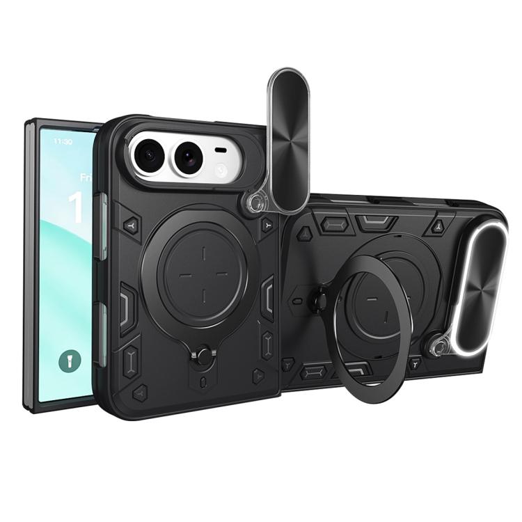 CD Texture Sliding Camshield Magnetic Holder Phone Case, For iPhone Duo