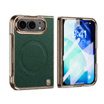 Litchi-Grain Magnetic Integrated Screen Protector Phone Case, For iPhone Duo