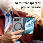 Intergrated Shell And Flim Translucent Hinge Holder Magnetic Phone Case, For iPhone Duo