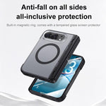 Intergrated Shell And Flim Translucent Hinge Holder Magnetic Phone Case, For iPhone Duo