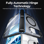 Integrated Shell And Flim Translucent Spring Hinge Holder Magnetic Phone Case, For iPhone Duo