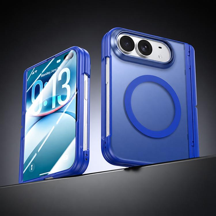 Integrated Shell And Flim Translucent Spring Hinge Holder Magnetic Phone Case, For iPhone Duo