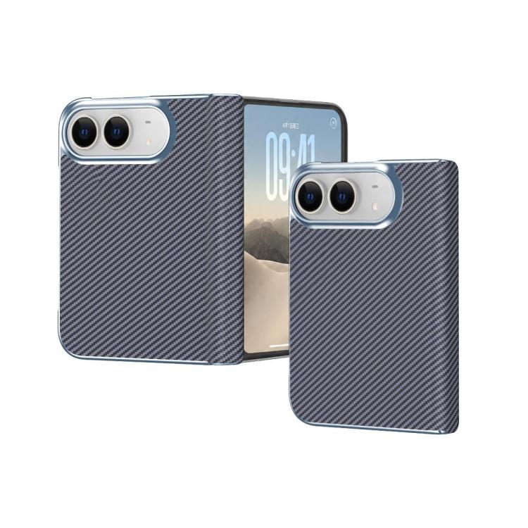 Electroplated Carbon Fiber Pattern Folding Phone Case with Hinge, For iPhone Duo