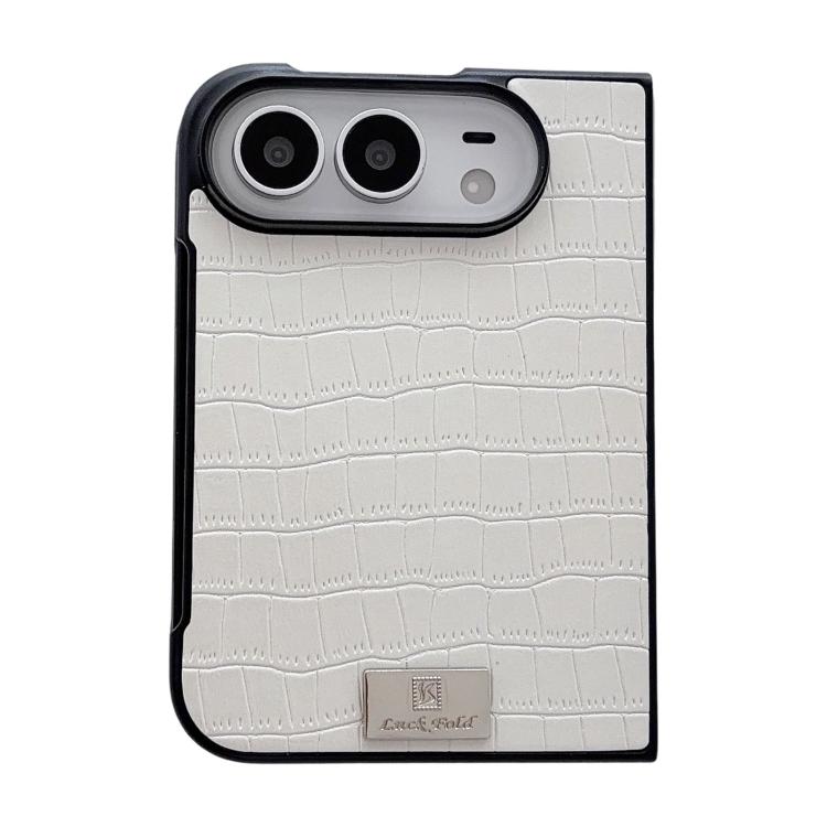 Nameplate Crocodile-Texture Phone Case, For iPhone Duo
