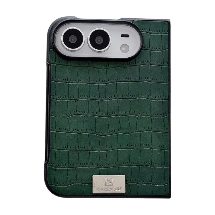 Nameplate Crocodile-Texture Phone Case, For iPhone Duo