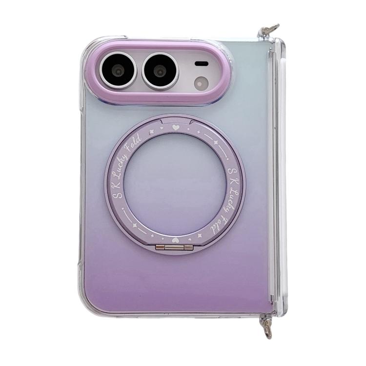 Gradient Side Buckle Hinge Rotating Holder Magnetic Phone Case, For iPhone Duo