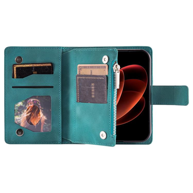 Multi-Card Totem Zipper Leather Phone Case, For iPhone Duo